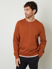 Threadbare Orange Mock Crew Neck Sweatshirt - Image 1 of 4