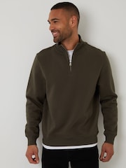 Хакі - Threadbare Mock футболки Quarter Zip світшот - Image 1 of 4