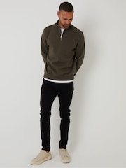 Хакі - Threadbare Mock футболки Quarter Zip світшот - Image 3 of 4