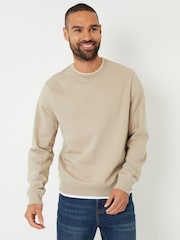Threadbare Natural Mock Crew Neck Sweatshirt - Image 1 of 4
