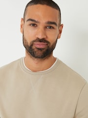Threadbare Natural Mock Crew Neck Sweatshirt - Image 4 of 4