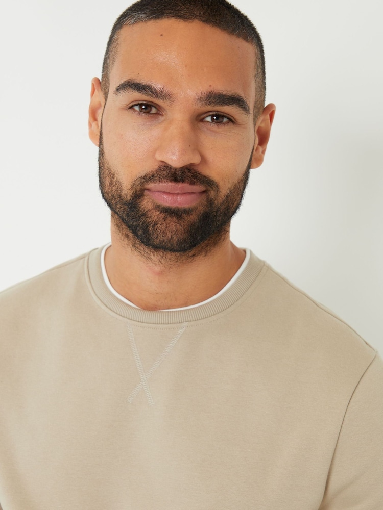 Threadbare Natural Mock Crew Neck Sweatshirt - Image 4 of 4