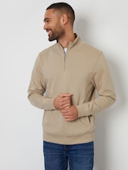 Threadbare Natural Quarter Zip Neck Sweatshirt - Image 1 of 4