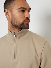 Threadbare Natural Quarter Zip Neck Sweatshirt - Image 4 of 4