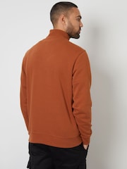 Threadbare Rust Quarter Zip Neck Sweatshirt - Image 2 of 4