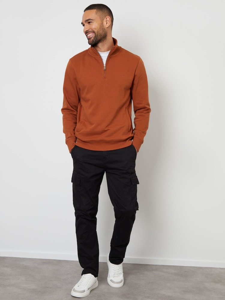 Roestbruin - Threadbare Quarter Zip Neck Sweatshirt - Image 3 of 4