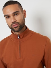 Threadbare Rust Quarter Zip Neck Sweatshirt - Image 4 of 4