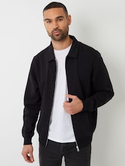 Threadbare Black Zip Up Collared Sweatshirt - Image 1 of 4