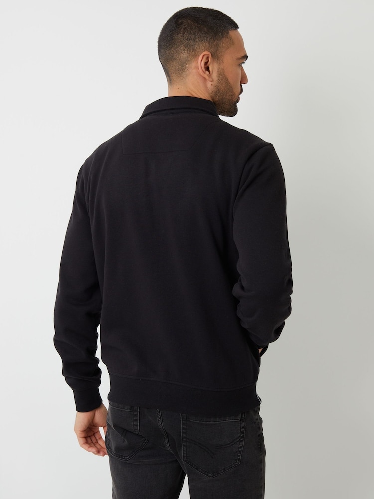 Threadbare Black Zip Up Collared Sweatshirt - Image 2 of 4