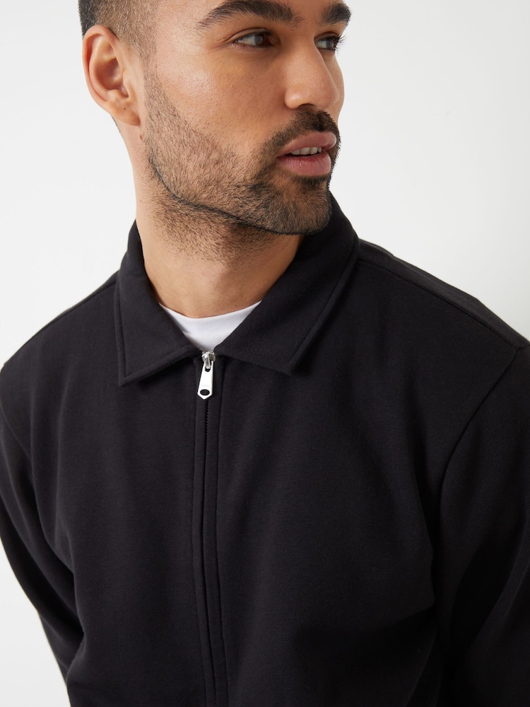 Threadbare Black Zip Up Collared Sweatshirt - Image 3 of 4
