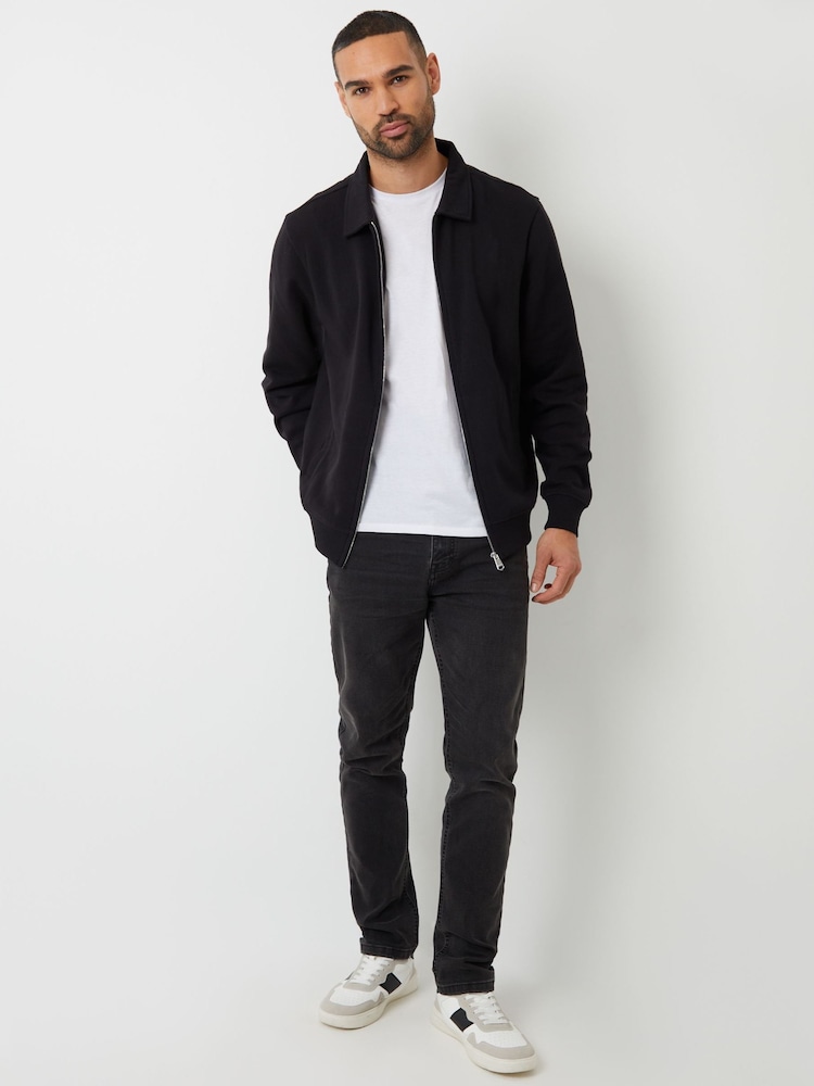 Threadbare Black Zip Up Collared Sweatshirt - Image 4 of 4