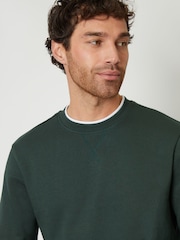 Threadbare Forest Green Mock Crew Neck Sweatshirt - Image 4 of 4