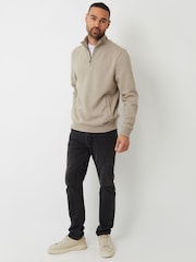 Кремовый - Threadbare Четверть молнии на шее свитшот - Изображение 3 из 4