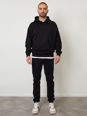 Threadbare Black Oversized Fit Pullover Hoodie - Image 2 of 4