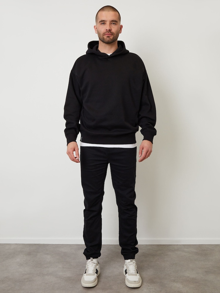 Threadbare Black Oversized Fit Pullover Hoodie - Image 2 of 4
