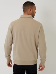 Threadbare Natural Quarter Zip Collared Sweatshirt - Image 2 of 4