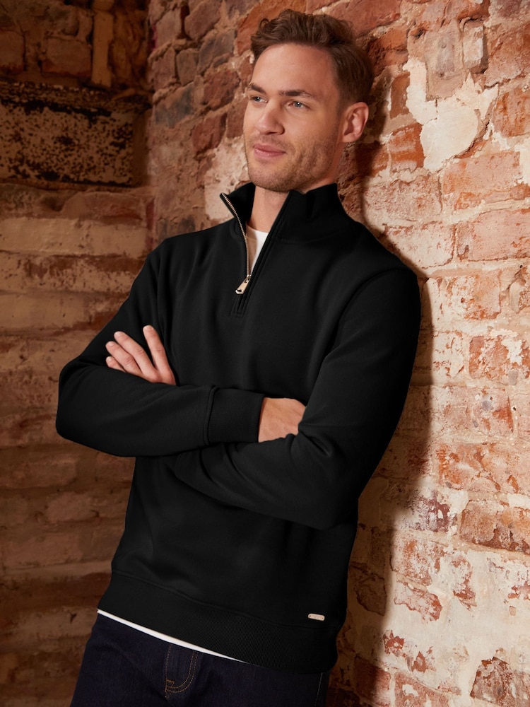 Svart - Threadbare Mock T-Shirt Quarter Zip Sweatshirt - Bild 2 av 3