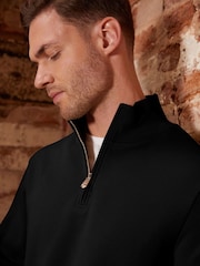 Svart - Threadbare Mock T-Shirt Quarter Zip Sweatshirt - Bild 3 av 3