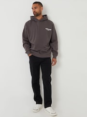 Threadbare Grey Graphic Print Relaxed Fit Pullover Hoodie - Image 3 of 4