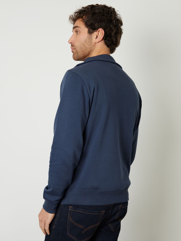 Mornarica - Threadbare Quarter Zip širok visoki ovratnik; s širokim visokim ovratnikom zgornjim del trenirke; majica za trening - Slika 2 iz 4 Mornarica - Threadbare Quarter Zip širok visoki ovratnik; s širokim visokim ovratnikom zgornjim del trenirke; majica za trening - Slika 2 iz 4