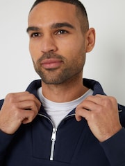 Threadbare Navy Quarter Zip Funnel Neck Sweatshirt - Image 3 of 4