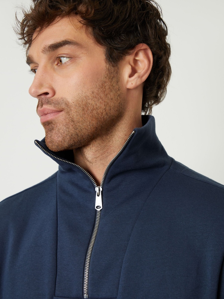 Mornarica - Threadbare Quarter Zip širok visoki ovratnik; s širokim visokim ovratnikom zgornjim del trenirke; majica za trening - Slika 4 iz 4 Mornarica - Threadbare Quarter Zip širok visoki ovratnik; s širokim visokim ovratnikom zgornjim del trenirke; majica za trening - Slika 4 iz 4