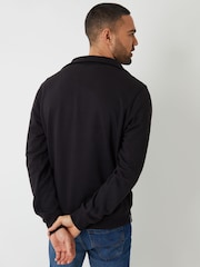 Threadbare Black Quarter Zip Funnel Neck Sweatshirt - Image 2 of 4