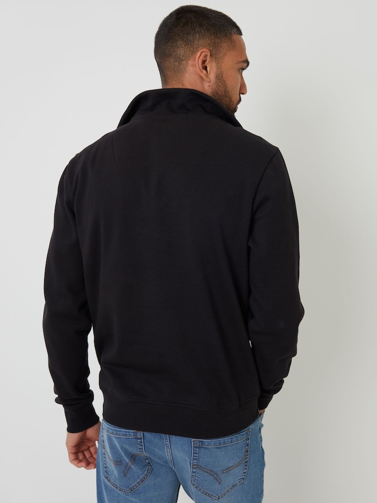 Threadbare Black Quarter Zip Funnel Neck Sweatshirt - Image 2 of 4 Threadbare Black Quarter Zip Funnel Neck Sweatshirt - Image 2 of 4