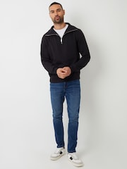 Threadbare Black Quarter Zip Funnel Neck Sweatshirt - Image 3 of 4