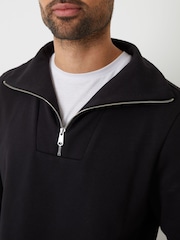 Threadbare Black Quarter Zip Funnel Neck Sweatshirt - Image 4 of 4