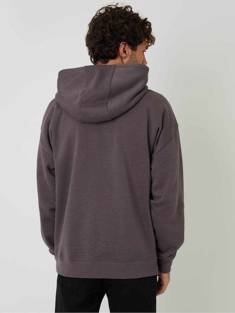 Threadbare Grey Oversized Fit Pullover Hoodie - Image 2 of 4