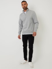 Threadbare Grey Mock T-Shirt Quarter Zip Sweatshirt - Image 3 of 4