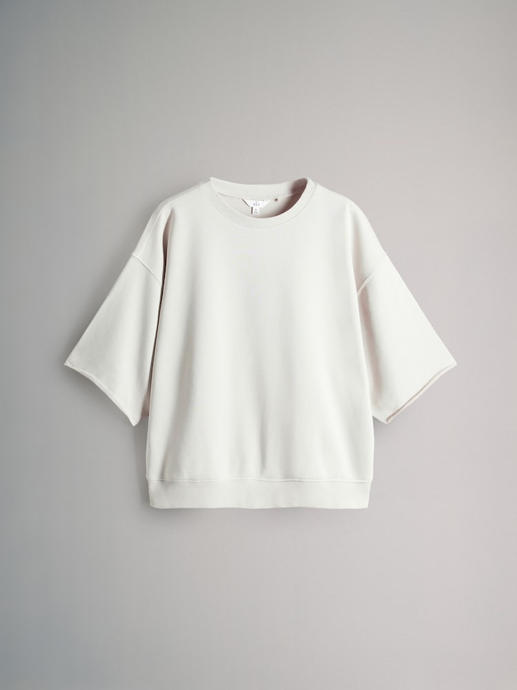 The Set Taupe/Cream 2 Pack Short Sleeve Loopback Sweat Top - Image 11 of 14