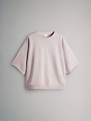 The Set Taupe/Cream 2 Pack Short Sleeved Loopback Short Sleeved Sweat Top - Image 12 of 14