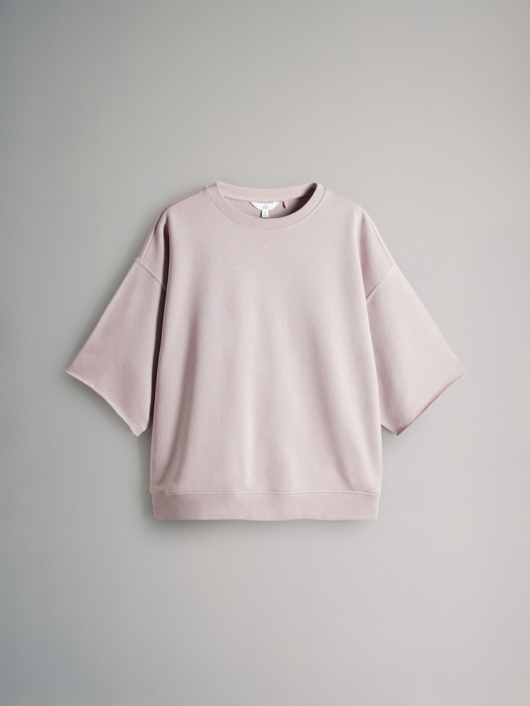The Set Taupe/Cream 2 Pack Short Sleeve Loopback Sweat Top - Image 12 of 14