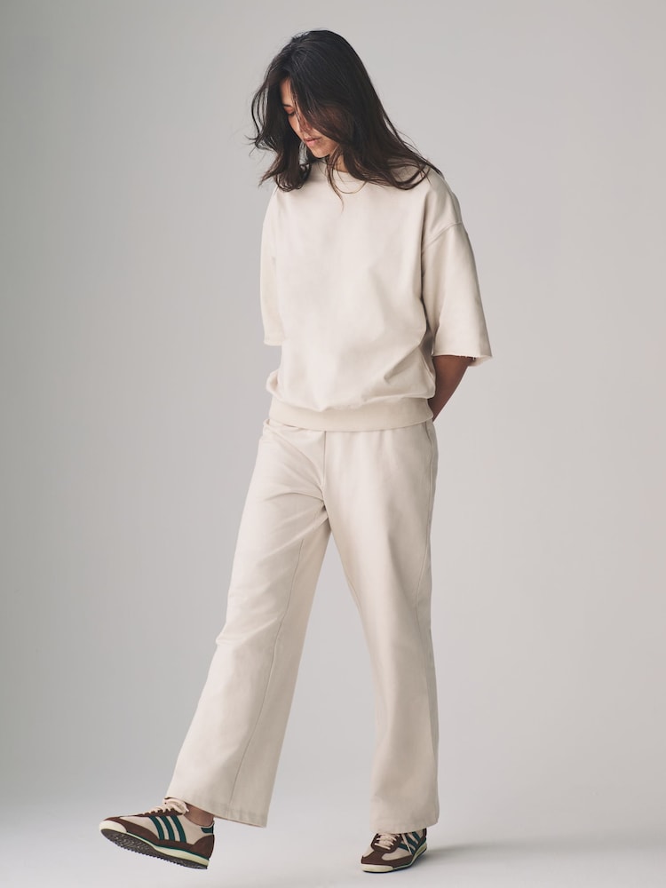The Set Taupe/Cream 2 Pack Short Sleeve Loopback Sweat Top - Image 5 of 14