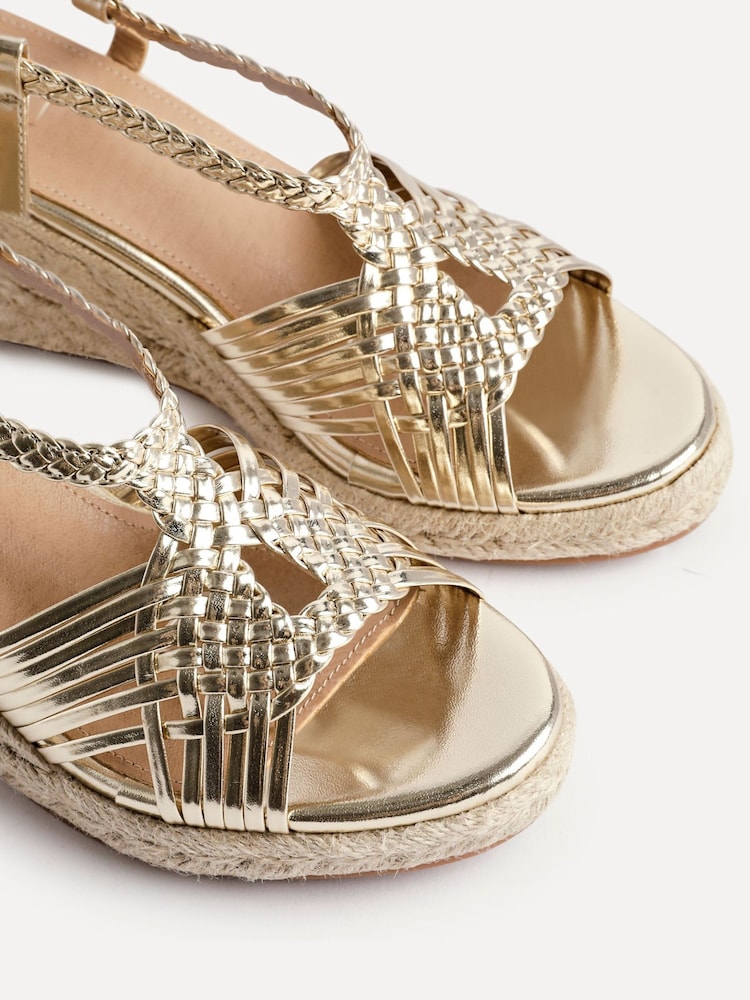 Linzi Gold Evolve Woven Wedge Sandals - Image 5 of 5