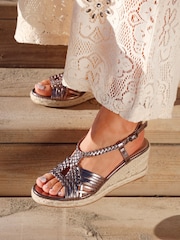Linzi Silver Evolve Woven Wedge Sandals - Image 1 of 6