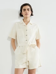 French Connection Dana Denim 100% Cotton Playsuit - صورة 1 من 5