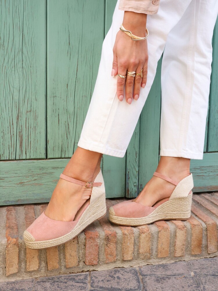 Linzi Pink Present Closed-Toe Wedge Sandals - Image 1 of 5 Linzi Pink Present Closed-Toe Wedge Sandals - Image 1 of 5