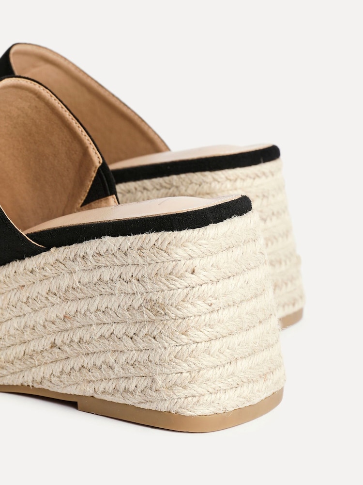 Linzi Black Espresso Espadrille Mule Sandals - Image 5 of 5