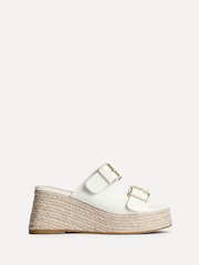 Linzi White Impact Wedge Mules With Buckle Details - Image 3 of 6