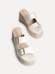 Linzi White Impact Wedge Mules With Buckle Details - Image 6 of 6