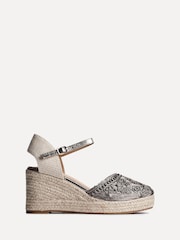 Linzi Silver Mystic Closed-Toe Wedges With Embroidery Detailing - Image 2 of 5
