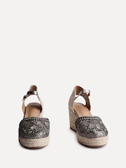 Linzi Silver Mystic Closed-Toe Wedges With Embroidery Detailing - Image 3 of 5