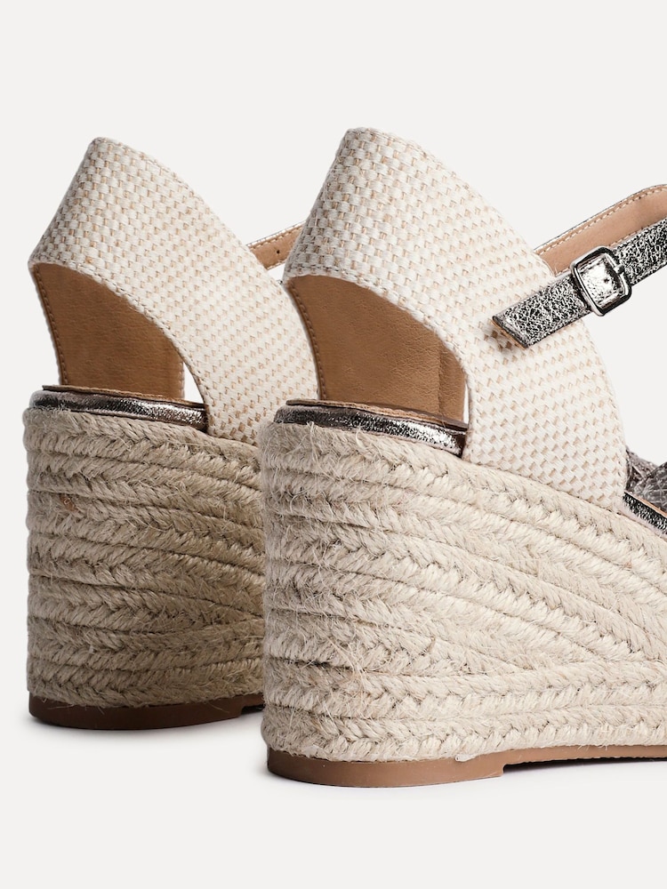 Linzi Silver Mystic Closed-Toe Wedges With Embroidery Detailing - Image 5 of 5 Linzi Silver Mystic Closed-Toe Wedges With Embroidery Detailing - Image 5 of 5