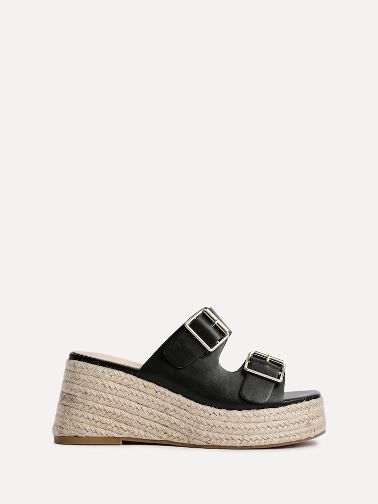 Linzi Black Impact Wedge Mules With Buckle Details - Image 2 of 5