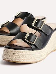 Linzi Black Impact Wedge Mules With Buckle Details - Image 5 of 5
