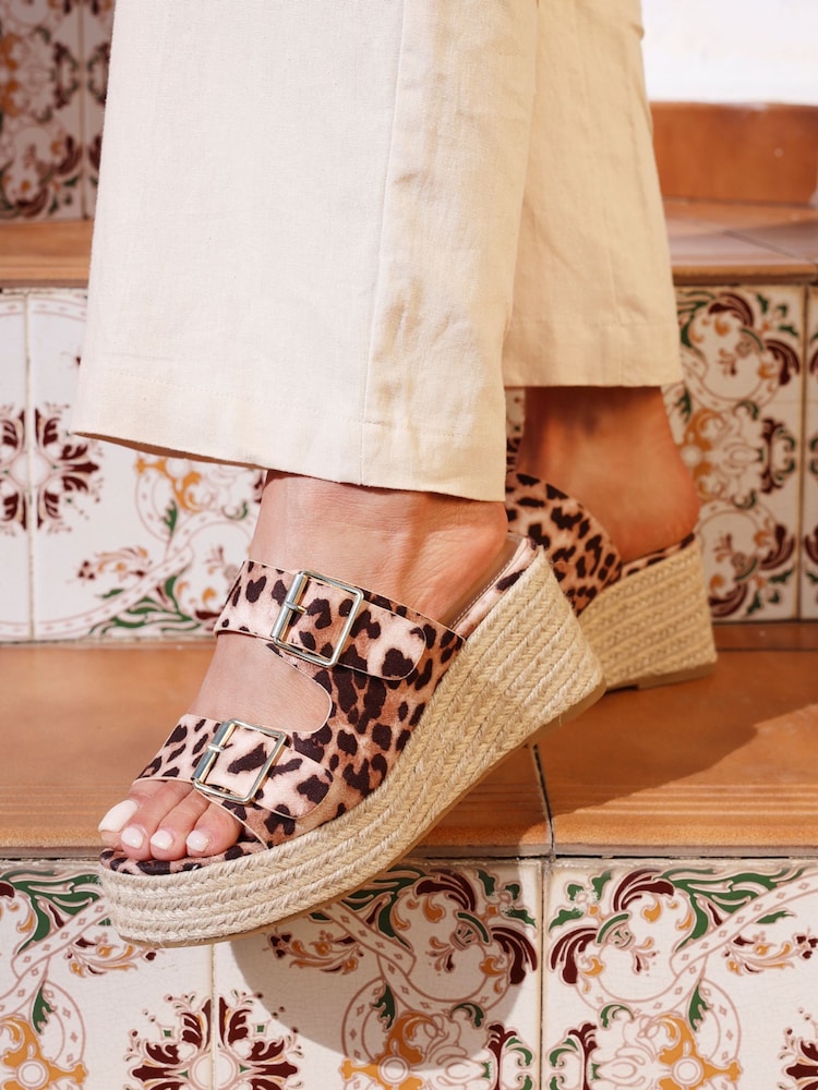Linzi Animal Impact Wedge Mules With Buckle Details - Image 1 of 5