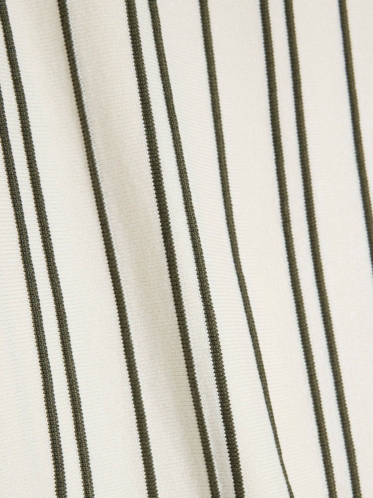 River Island Cream Boys Ecru Vertical Stripe 100% Cotton Polo Shirt - Image 4 of 4